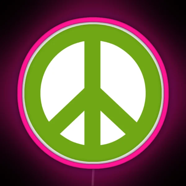 Green Peace Sign Symbol RGB Neon Sign