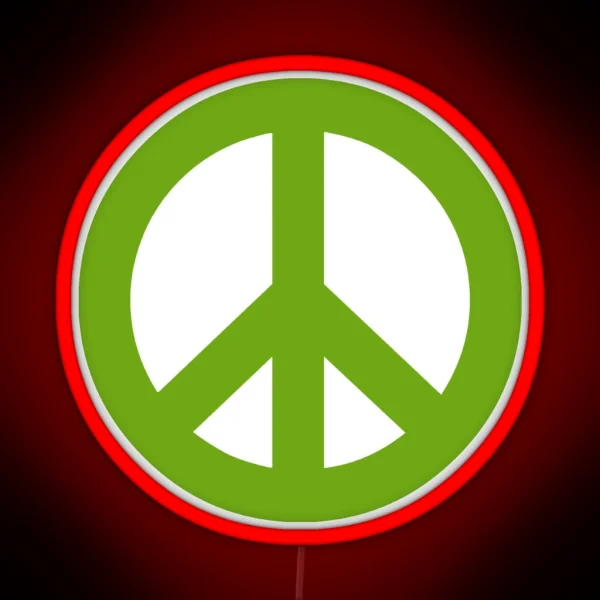 Green Peace Sign Symbol RGB Neon Sign