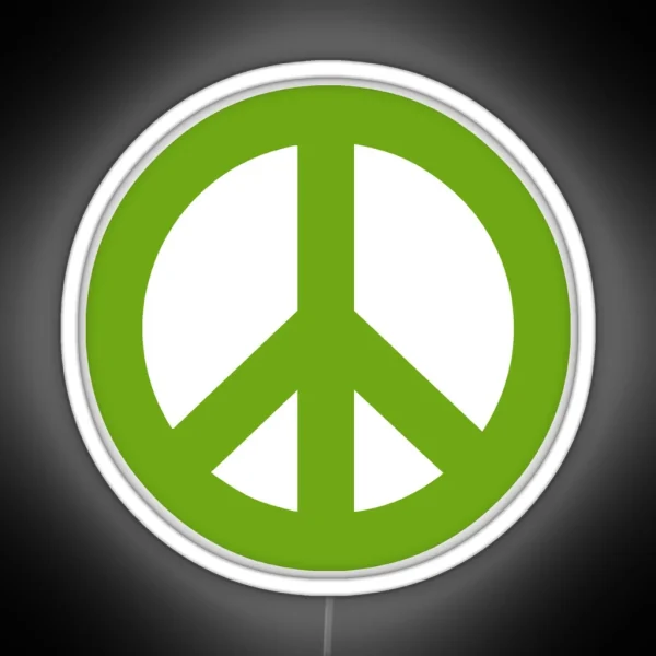Green Peace Sign Symbol RGB Neon Sign