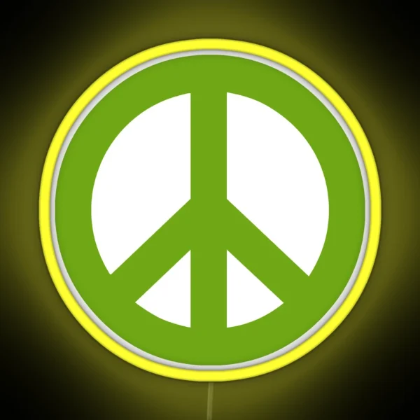 Green Peace Sign Symbol RGB Neon Sign