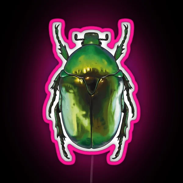 Green Scarab Beetle Protaetia Speciosissima RGB Neon Sign