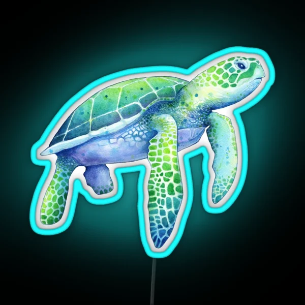 Green Sea Turtle RGB Neon Sign