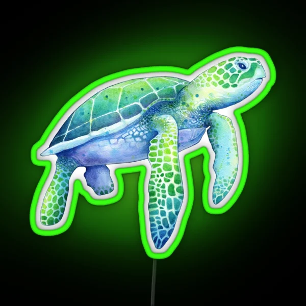 Green Sea Turtle RGB Neon Sign