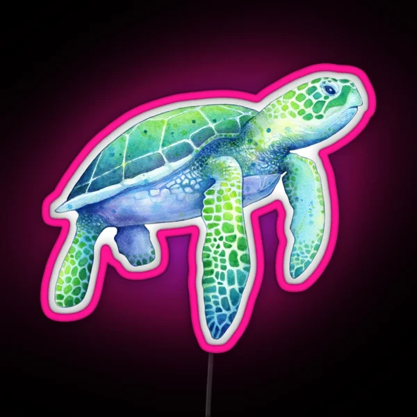 Green Sea Turtle RGB Neon Sign