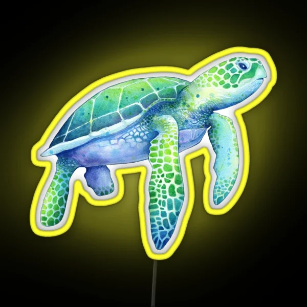 Green Sea Turtle RGB Neon Sign