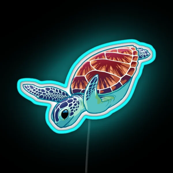 Green Sea Turtle RGB Neon Sign