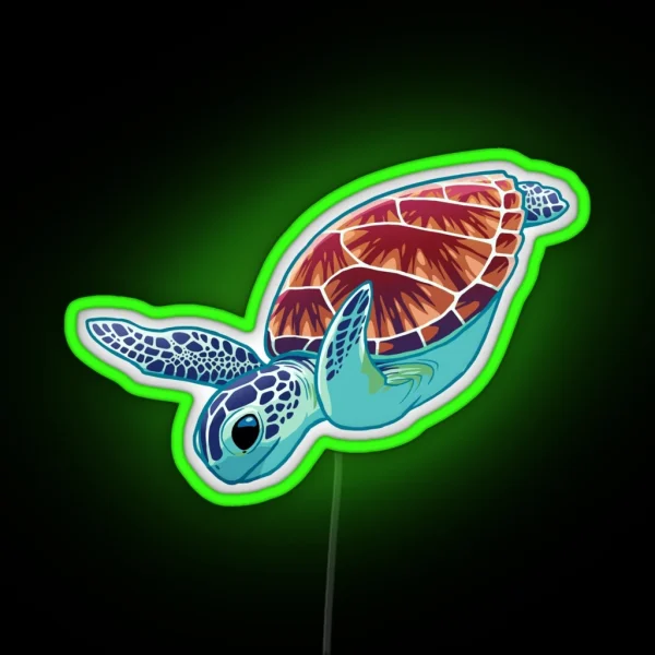 Green Sea Turtle RGB Neon Sign