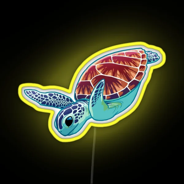 Green Sea Turtle RGB Neon Sign
