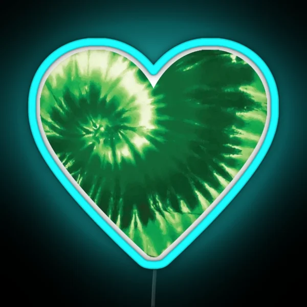GREEN TIE DYE HEART RGB Neon Sign