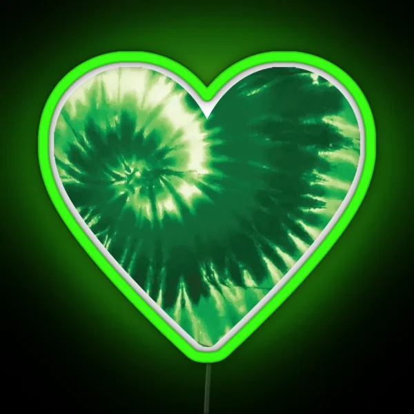 GREEN TIE DYE HEART RGB Neon Sign