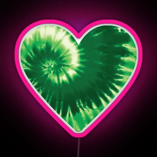 GREEN TIE DYE HEART RGB Neon Sign