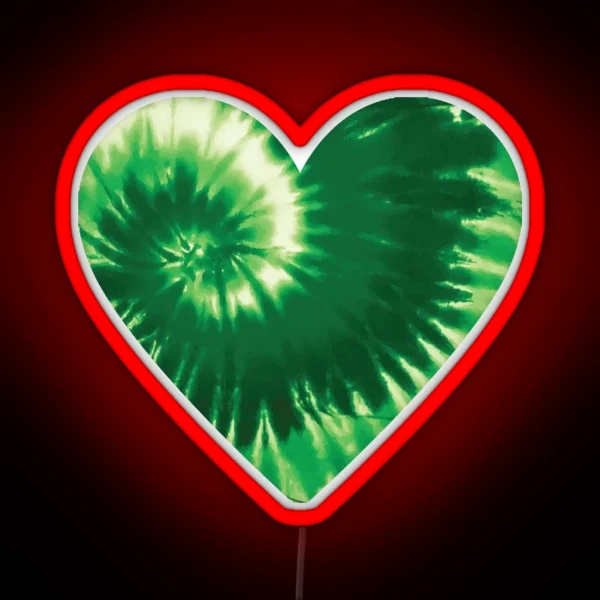 GREEN TIE DYE HEART RGB Neon Sign