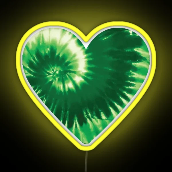 GREEN TIE DYE HEART RGB Neon Sign
