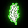 Eucalyptus Branch Watercolor Pattern Neon Sign with Vibrant Green Hue Accents