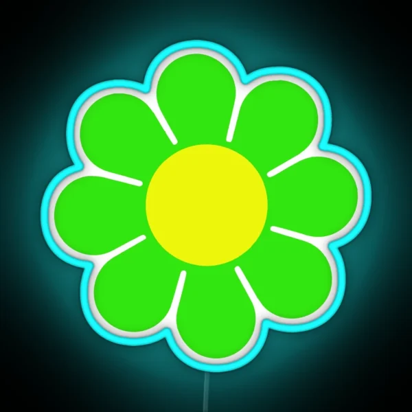 Green Yellow Hippy Flower Daisy RGB Neon Sign