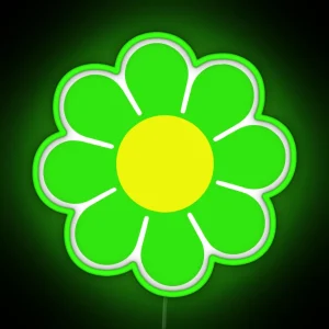 Green Yellow Hippy Flower Daisy RGB Neon Sign