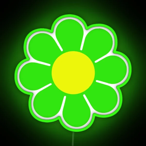 Green Yellow Hippy Flower Daisy RGB Neon Sign
