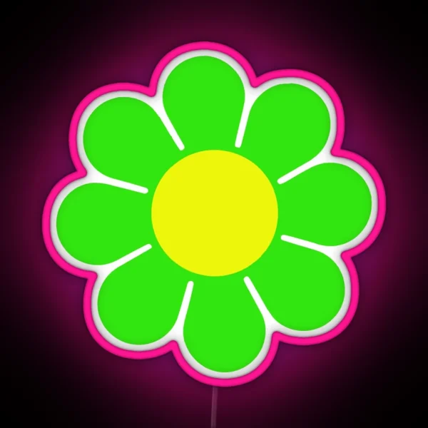 Green Yellow Hippy Flower Daisy RGB Neon Sign