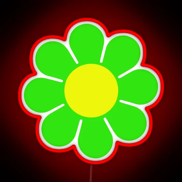 Green Yellow Hippy Flower Daisy RGB Neon Sign
