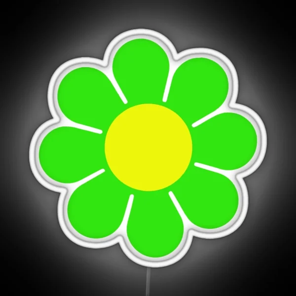 Green Yellow Hippy Flower Daisy RGB Neon Sign