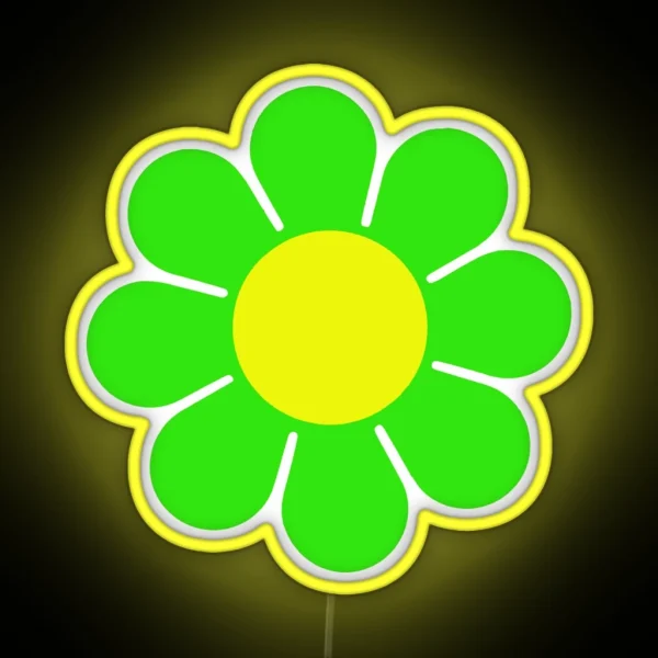 Green Yellow Hippy Flower Daisy RGB Neon Sign