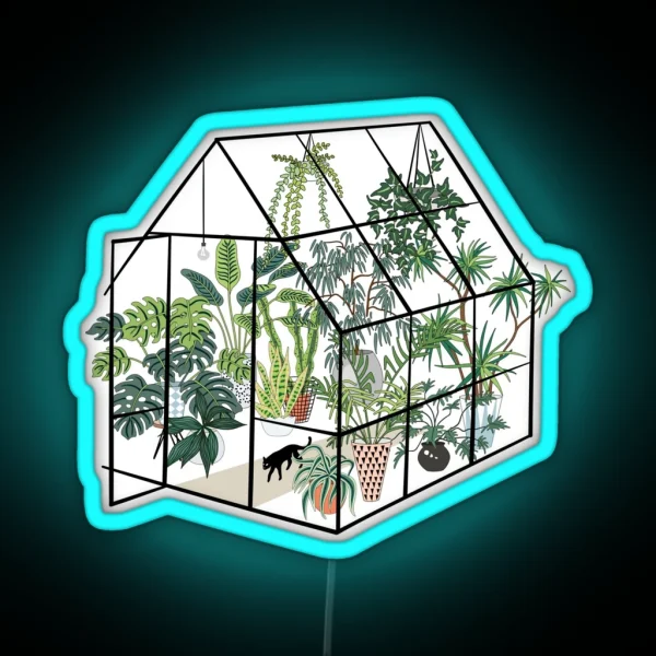 Greenhouse With Plants RGB Neon Sign