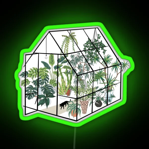 Greenhouse With Plants RGB Neon Sign