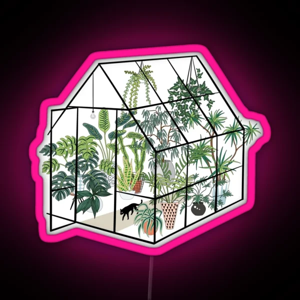 Greenhouse With Plants RGB Neon Sign
