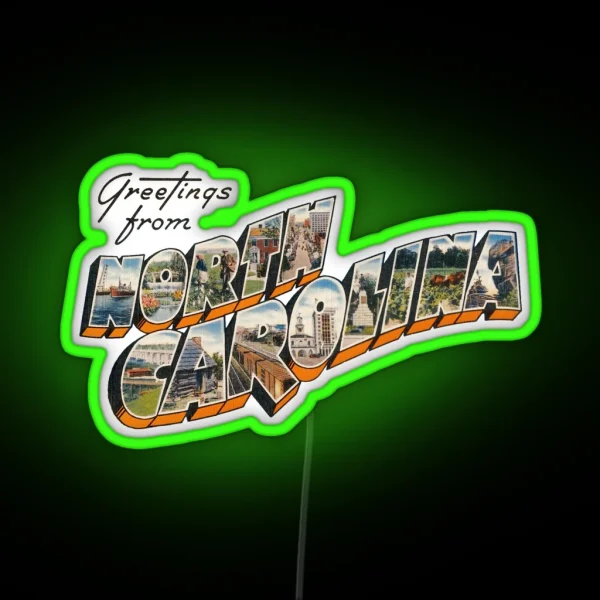 Greetings From North Carolina RGB Neon Sign