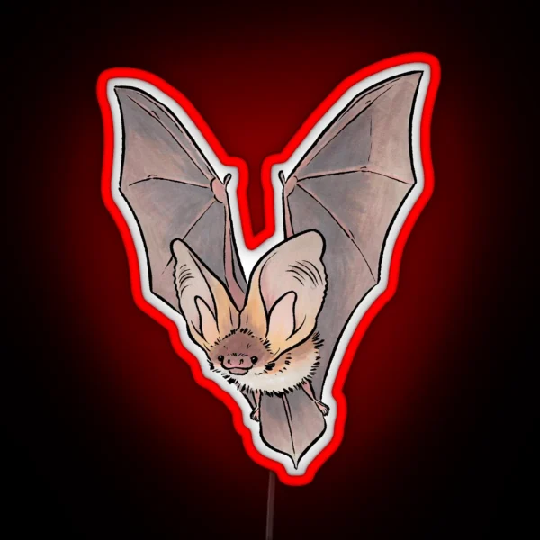 Grey Long Eared Bat RGB Neon Sign