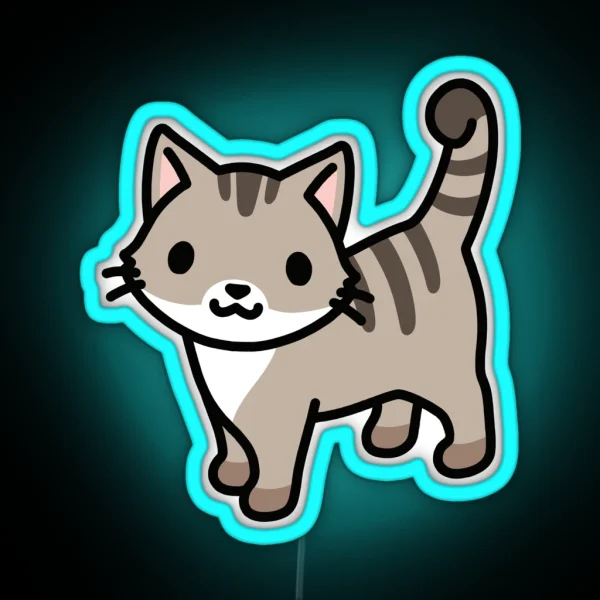 Grey Tabby Cat RGB Neon Sign