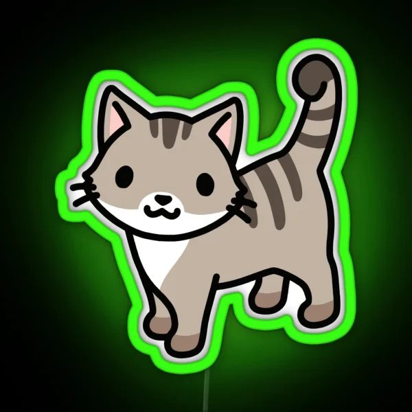 Grey Tabby Cat RGB Neon Sign
