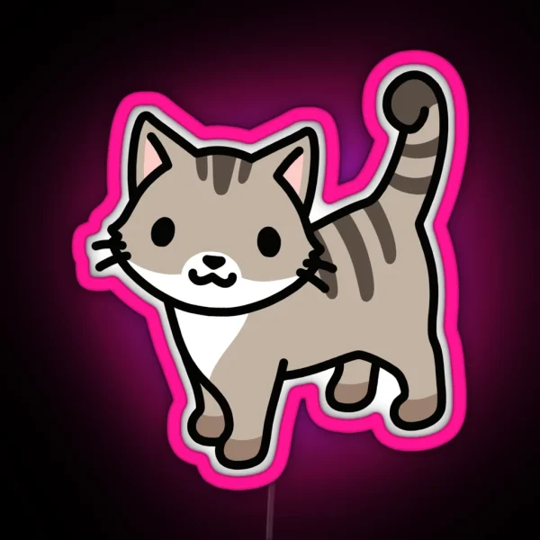 Grey Tabby Cat RGB Neon Sign