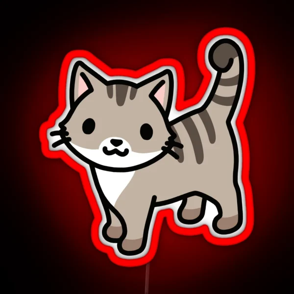 Grey Tabby Cat RGB Neon Sign