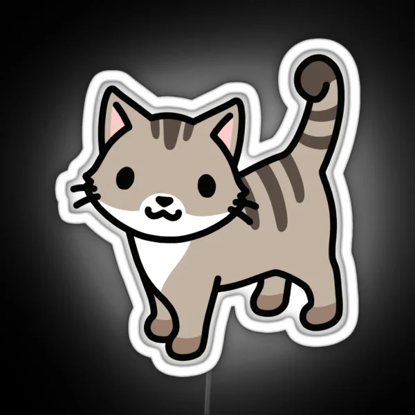 Grey Tabby Cat RGB Neon Sign