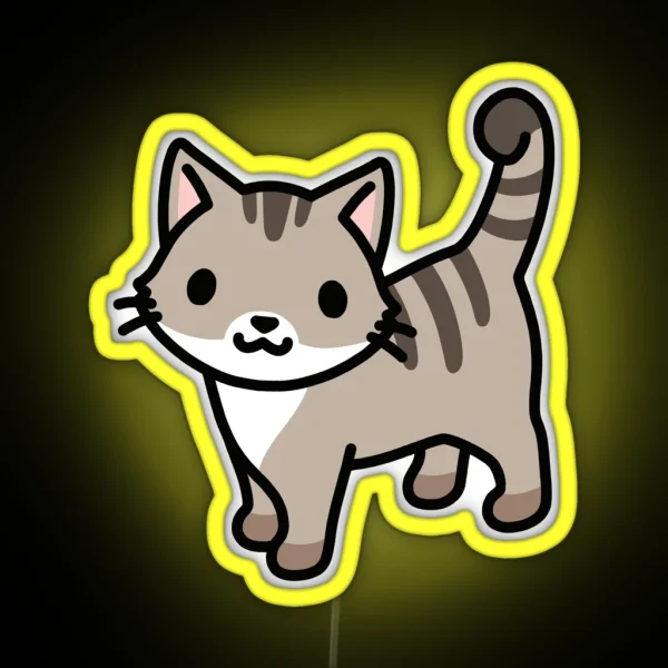 Grey Tabby Cat RGB Neon Sign
