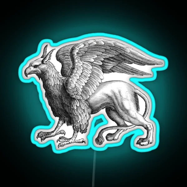 Griffin The Powerful Mythical Hybrid Beast Black And RGB Neon Sign