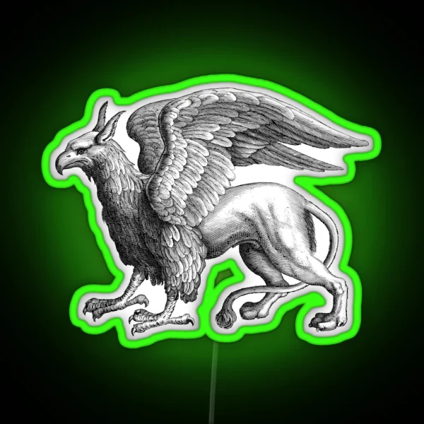 Griffin The Powerful Mythical Hybrid Beast Black And RGB Neon Sign