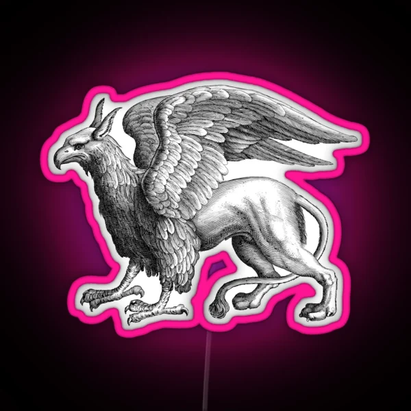 Griffin The Powerful Mythical Hybrid Beast Black And RGB Neon Sign