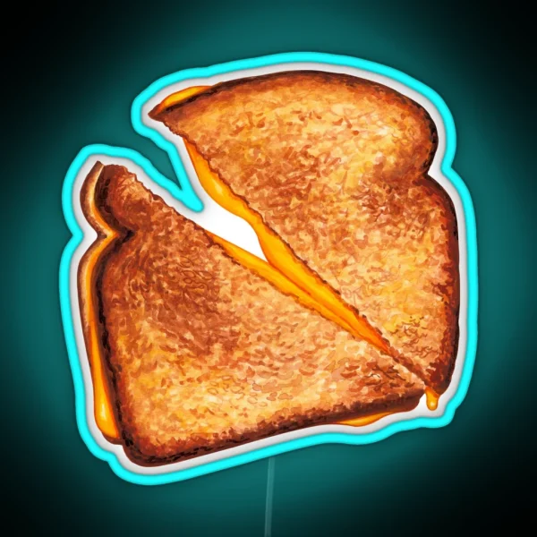 Grilled Cheese Sandwich Pattern Blue RGB Neon Sign