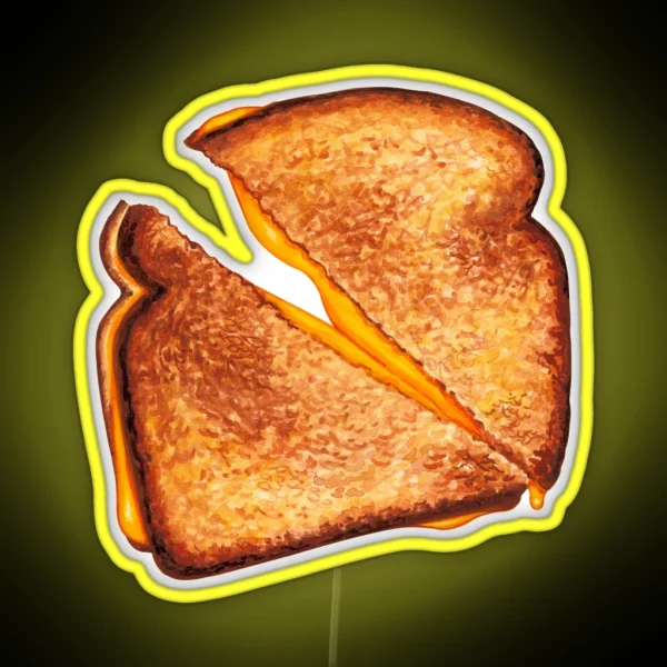 Grilled Cheese Sandwich Pattern Blue RGB Neon Sign