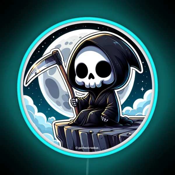 Grim Reaper Is Meditating On The Cliff RGB Neon Sign