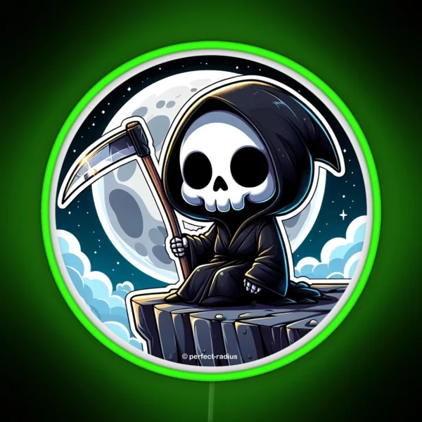 Grim Reaper Is Meditating On The Cliff RGB Neon Sign