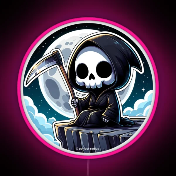 Grim Reaper Is Meditating On The Cliff RGB Neon Sign