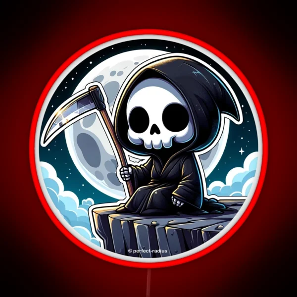 Grim Reaper Is Meditating On The Cliff RGB Neon Sign