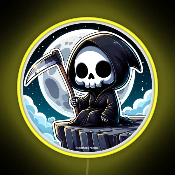 Grim Reaper Is Meditating On The Cliff RGB Neon Sign