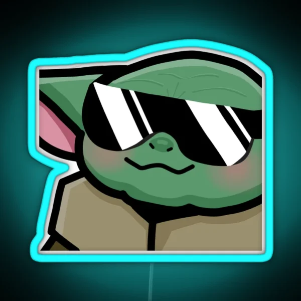 Grogu Cool Emote Style RGB Neon Sign