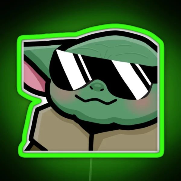 Grogu Cool Emote Style RGB Neon Sign