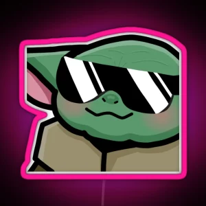 Grogu Cool Emote Style RGB Neon Sign