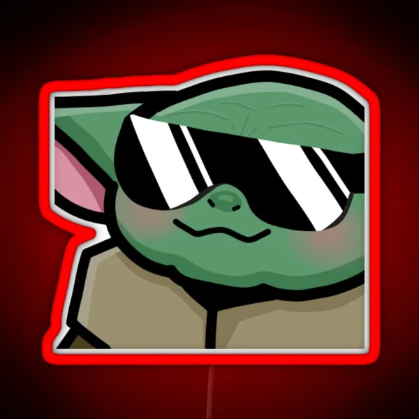 Grogu Cool Emote Style RGB Neon Sign